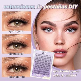 B&Q Flora Pestañas Postizas Naturales Banda Invisible Racimos 144 pcs Extensiones de Pestañas Efecto Natural Adecuado para Principiantes （Lash-Flora）