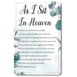 QYAYIK Inspirational Decor - As I Sit In Heaven Christian Gifts Bible Verse Wall Art Scripture Tin Sign for Modern Home Office Bathroom Bedroom Wall Art Decoration 8 x 12 Inches