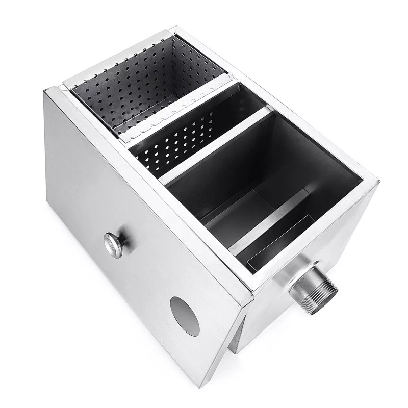 dtangor Commercial Grease Trap 8LB Stainless Steel Interceptor Restaurant Kitchen