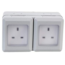 Pro Elec PEL00887 2-Gang Weatherproof mains Socket, IP55