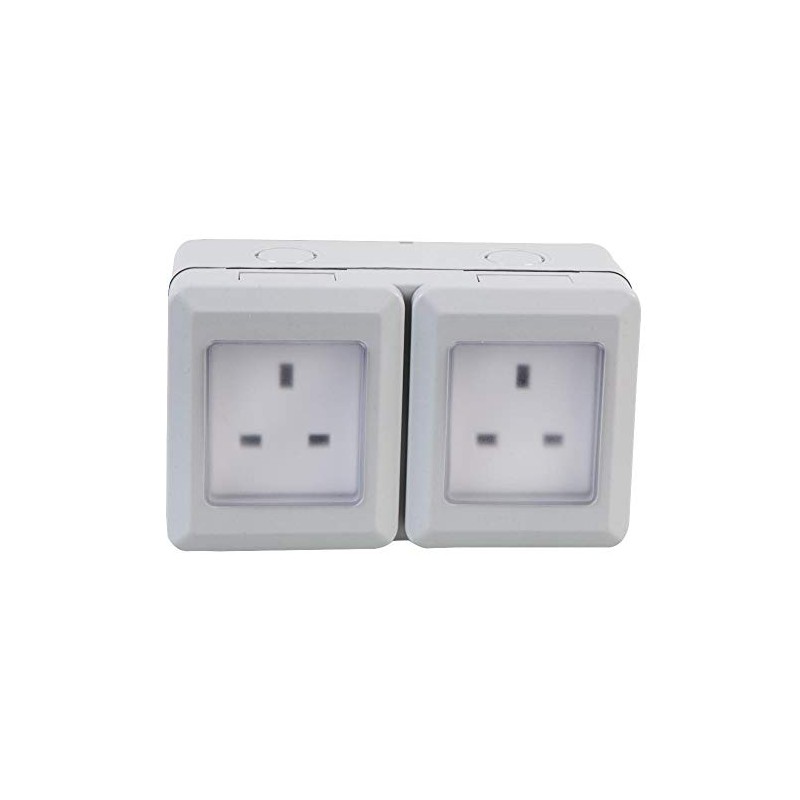 Pro Elec PEL00887 2-Gang Weatherproof mains Socket, IP55