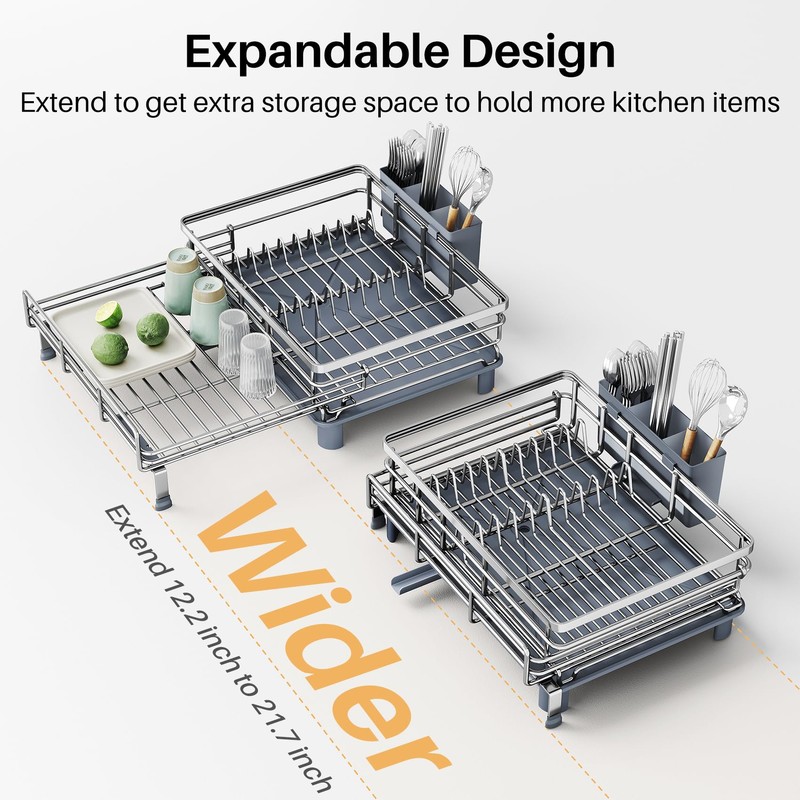 SNTD Dish Drying Rack - Extendable Dish Rack, Large Sink