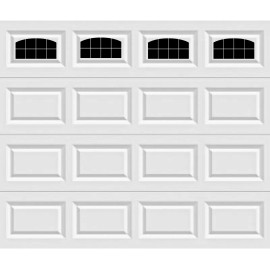 WrenGifts Carriage House Arched Window Style Faux Garage Door Vinyl Decals Fits 8 x 15  - Single Door, Matte Black