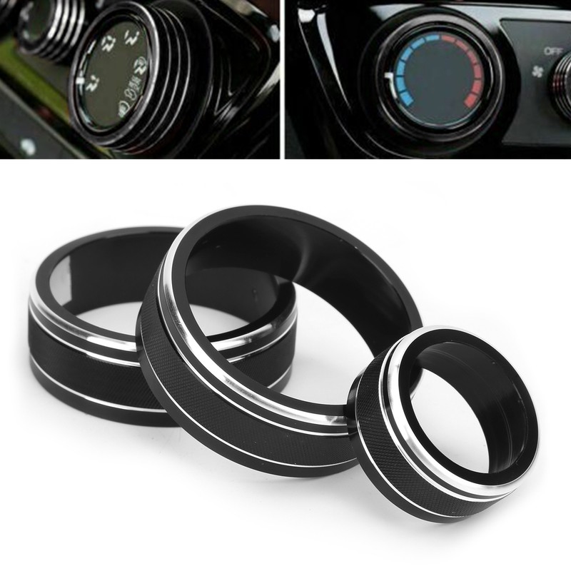 3pcs Car Air Conditioning Interior Climate Controller Knob Cover Black