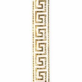 Berwick Offray 7/8" Wide Ribbon for Crafts and Decoration, 9-Foot Spool, White Greek Key Pattern