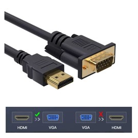 IOSSIOPPIA HDMI to VGA Computer Connection Cable HDMI to VGA Cable (Male to Male) Gold Plated 1080P HD Conversion IC Chip Plug and Play 1.8m / Approx. 6ft (HDMI to VGA)