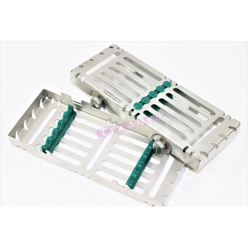 Detachable Sterilization Cassette with Buttons Green German Autoclavable 5 Slot