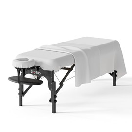 CLORIS Universal 3-Piece Professional Massage Table Sheet Set Premium Soft Light Stain Microfiber Includes Massage Table Cover, Fitted Sheet and Face Rest Cover - White