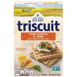 Triscuit Four Cheese and Herb Crackers, Non-GMO, 8.5 Ounce (Pack of 6)