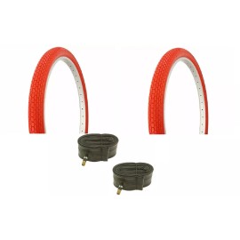 Duro 2-Tires 2-Tubes 26" x 2.125 Red  Cruiser Lowrider BMX Bikes
