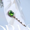 Allereyae Crystal Hair Pins Barrette Green Rhinestone Hair Clip Barrette