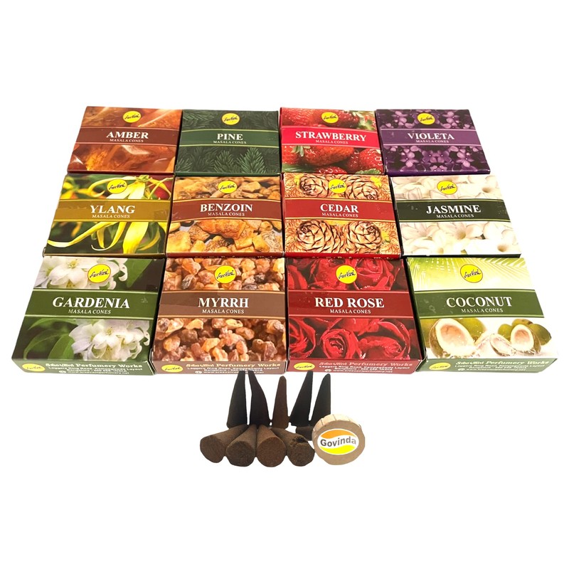 Sreevani Natural Masala Incense Cones and Holder Bundle, 120 Cones