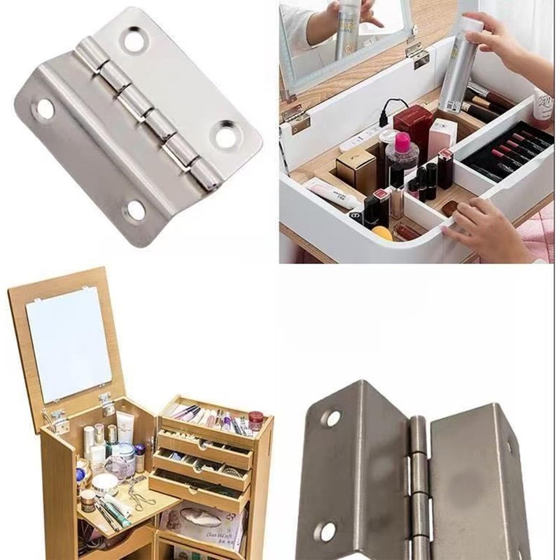 2PCS Three Fold Retro Shutter Hinge,Half-Surface Chest Hinges,Folding Butt Ball