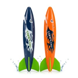 haomsj 9'' Large Shark Torpedo Pool Diving Toys for Kids Ages 4-12 2-Pack Fast Sinking Dive Toy for Family Pool Games Water Play Toys for Swimming Training Lessons & Summer Outdoor Pool Party Toy