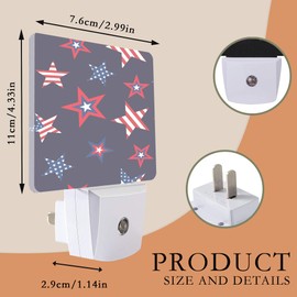 AOWULA American Stars Night Light - Plug into Wall, USA Flag Night Light with Dusk to Dawn Sensor for Kids, Rooms, Hallways, Kitchens, Bathrooms, Nurseries, Stairs
