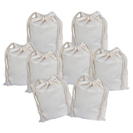 Lontenrea 8 Pcs 8x10 Inches Drawstring Cotton Muslin Bags Reusable Storage Bag (8 Pcs 8"x10")