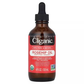 Cliganic Organic Rosehip Seed Oil, 4 fl oz (120 ml) , Cold Pressed  for Skin Hair & Nails