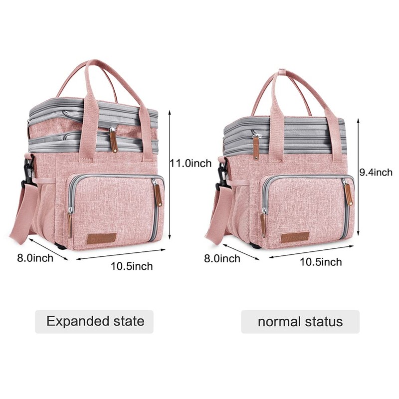 Adult Insulated Lunch Box for Work, Expandable Large Pink Lunch
