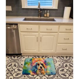 Caroline's Treasures Afghan Hound Hippie Dawg Memory Foam Kitchen Mat Machine Washable Anti-Fatigue Mat Cushion Comfort Bath Mat or Kitchen Rug