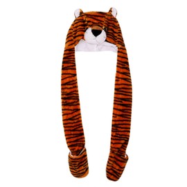 Kids Winter Hat Gloves Scarf Set 3-in-1 Faux Fur Party Animal Hat Hooded Cartoon Beanie Scarf with Pockets Plush Warm Hoodie Earflap Cap for Boys Girls Teens