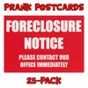 Crazy Novelty Guy (25-Pack) Bulk Prank Postcards - Fake Foreclosure
