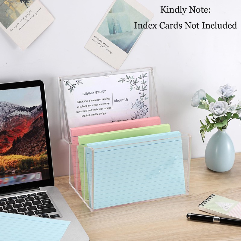 BTSKY Clear Acrylic 5 x 8 inch Index Card Box