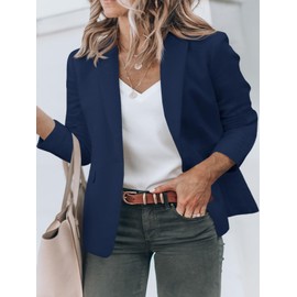 Cicy Bell Womens Plus Size Casual Blazers Open Front Long Sleeve Work Office Suit Jackets Navy