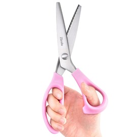 Zicolu Tijeras de puntilla para costura, tijeras de 23 cm en zigzag para encaje de peluca, tijeras de papel con borde decorativo para manualidades, ideal para sastre, acolchado, confección de vestidos