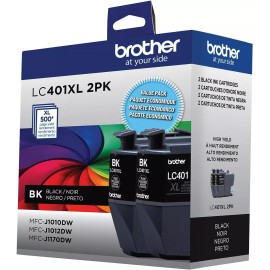 Brother Ink Cartridge LC401 / XL for DCP J1050DW J1140DW MFC J1010 J1012 Genuine - LC401XL BK 2 PACK
