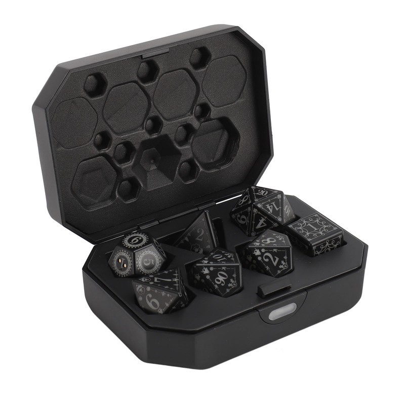 7pcs Light Up LED Dice Set Glowing Polyhedral Dice with