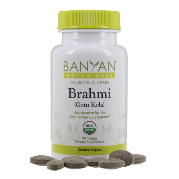 Banyan Botanicals Brahmi/Gotu Kola Tablets - USDA Organic - 90 Tablets - Centella asiatica – Supports Focus, Concentration, Alertness, and a Balanced Sense of Calm*