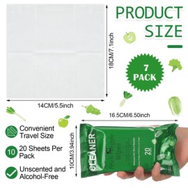 Swiffen 7 Pack Fruit Veggie Wipes Total 140 Count Fruit & Vegetable Wash Removes for Removing Pesticides Wax Dirt Portable Safe Vegetable Cleaning Wipes for Home Travel Use(Minimalist)