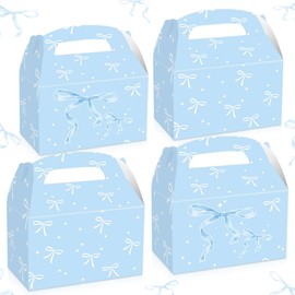 JeVenis 12PCS Blue Bow Popcorn Boxes Bow Party Favor Bags Bow Treat Goodies Candy Boxes for Girls Birthday Baby Shower Bachelorette Party Supplies