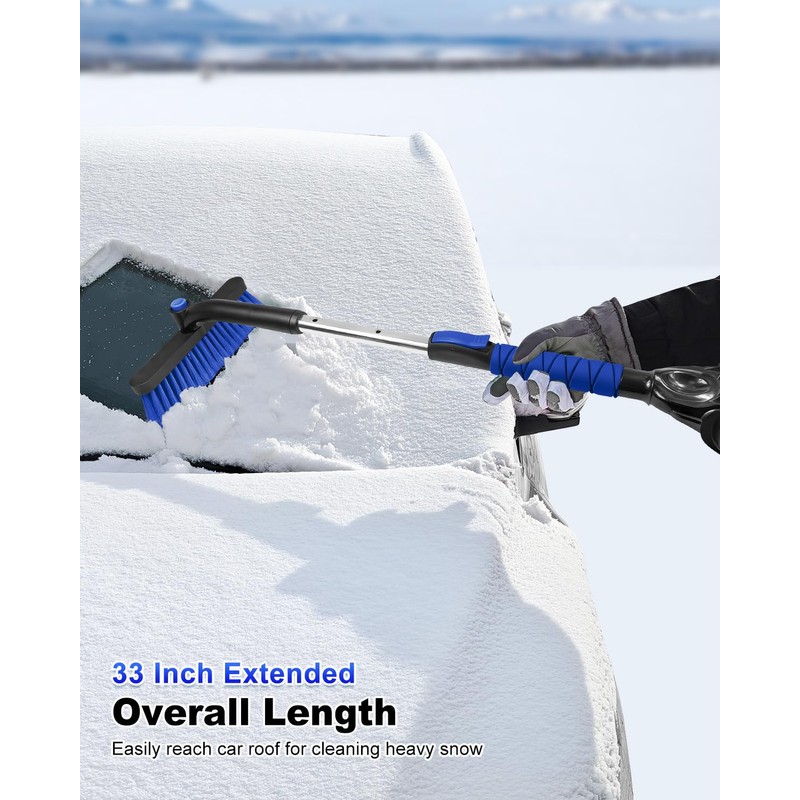 SEAAES 33 Inch Snow Brush and Ice Scraper for Car