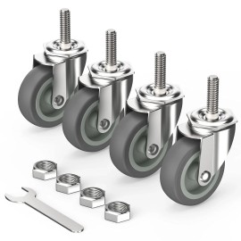 HOL 3 Inch Caster Wheels Threaded Stem Casters Set of 4 Heavy Duty Swivel Wheel