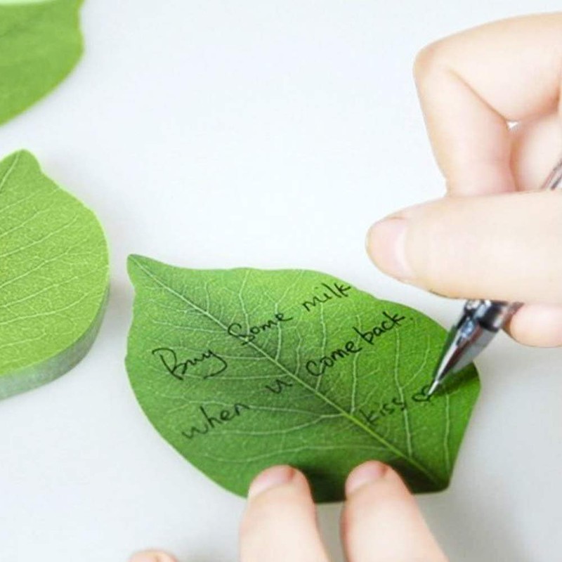 4 Packs Beautiful Green Leaf-Shaped Sticky Notes Stickers Can be