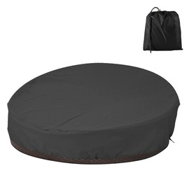 Sun Island Cover Waterproof with Drawstring Round Protective Cover for Sun Island Winterproof UV-Resistant Tarpaulin Sun Island Tear-Resistant for Garden Furniture Seating Sets Black 228 x 83 cm