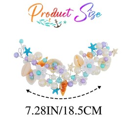 Latious Seashell Bridal Hair Vine Colorful Pearl Hairband Beach Wedding Hair Accessories for Women (Colorful, One Size)