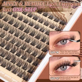 Calphdiar Self Adhesive Eyelashes Reusable Self Adhesive Lash Clusters Kit Natural Self Adhesive Lashes No Glue Eyelash Clusters C Curl Press on Lash Clusters 10-14MM DIY Cluster Eyelash Extensions