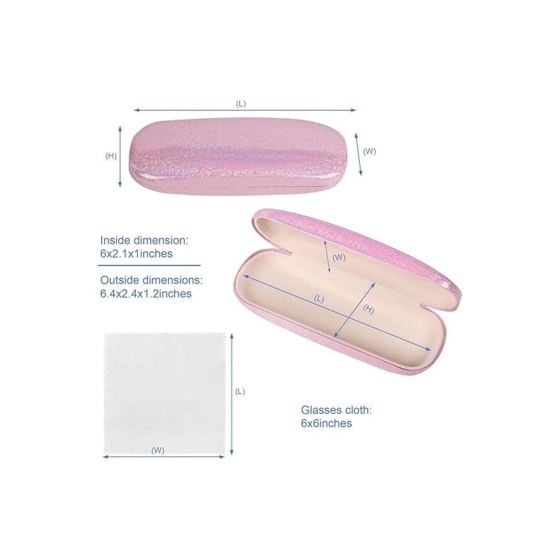 Joyberg Glasses Case, 2 Pack Eyeglass Case with Cleaning Cloth,