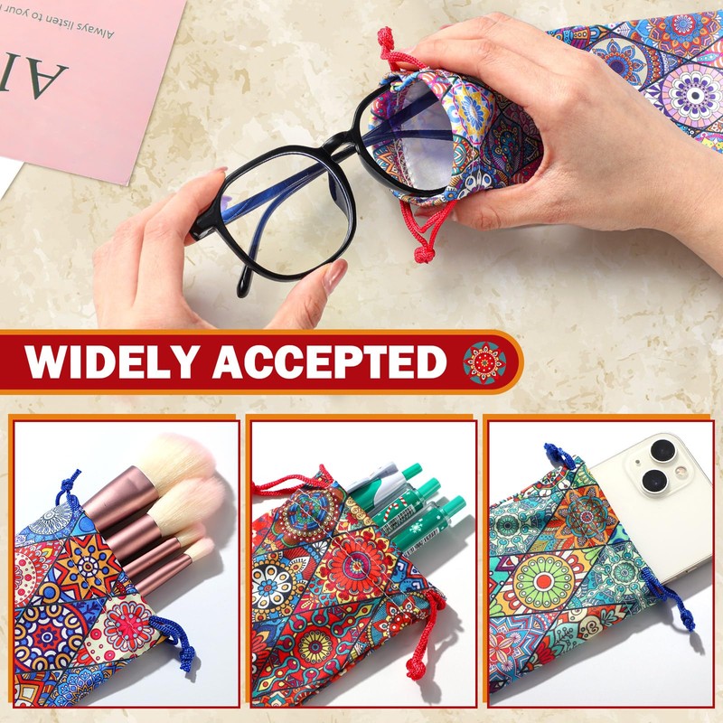 Shinylin 24 Pcs Sunglass Pouch Drawstring Microfiber Pouch Multicolor Soft