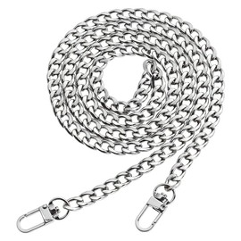 HO2NLE Handbag Straps 120cm Handbag Chain Silver Bag Chain Replacement Handbag Straps with Metal Buckles Shoulder Bag Strap for DIY Purse Handbags Clutch Crossbody Bag Wallet