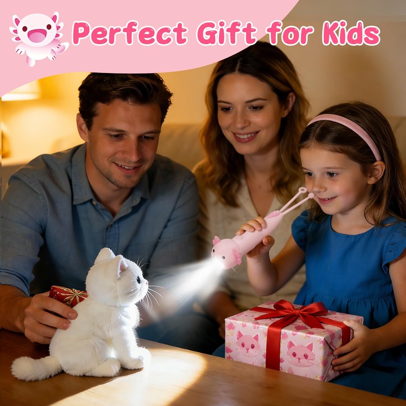 Tepreswes Axolotl Kid‘s Flashlight Rechargeable, LED Kid Flashlight for Boys