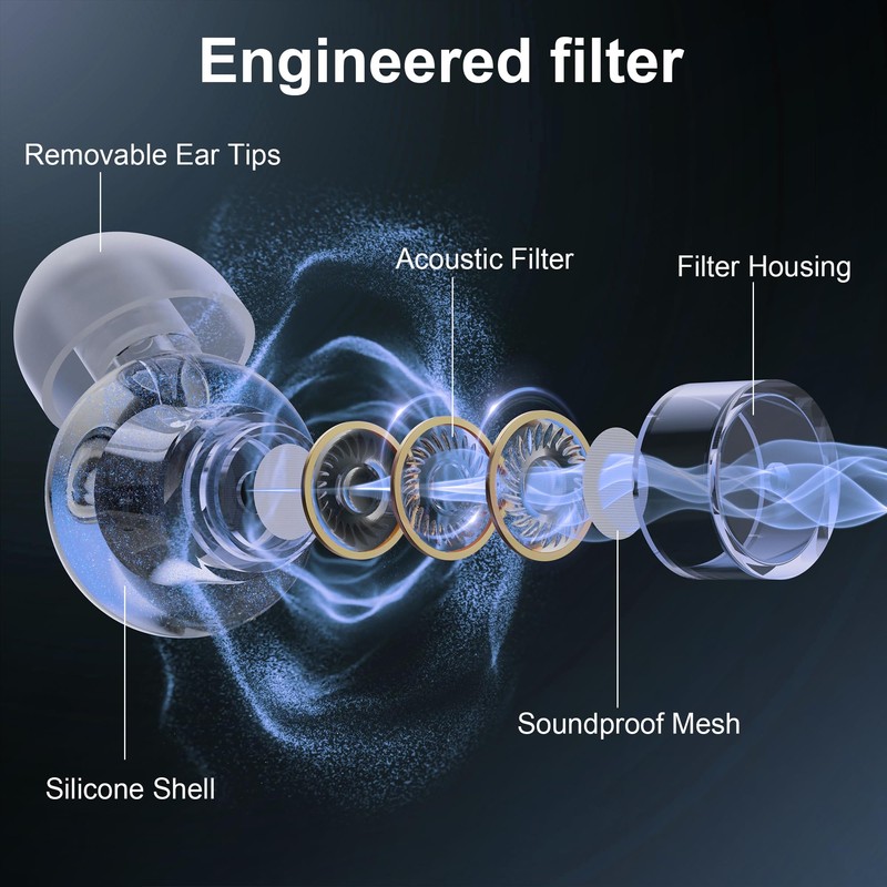 High Fidelity Ear Plugs, Reusable Silicone Earplugs for Concert, Rave,
