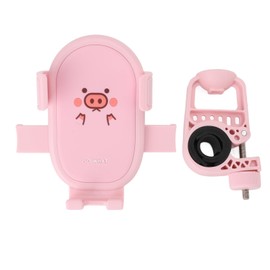 Cute Cartoon Motorcycle Phone Mount, Shock Absorbing Handlebar Phone Holder for Cycling Electric Bikes and Motorcycles, Pink