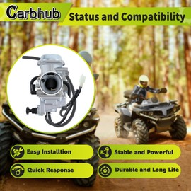 Carbhub Carburetor for Honda Foreman 450 TRX 450 TRX450ES TRX450FE TRX450FM TRX450S 1998-2004 Aftermarket Carb with Throttle Base Cover & Screw