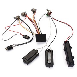 Alnicov Bass Pickups,3 Band EQ Preamp Circuit Bass Guitar Wiring Harness for Active Bass Pickups