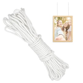 Picture Hanging Cord, Strong Picture Hanging Wire, Braided Nylon Rope, White Frame String for Pictures, Mirrors, Paintings, Craft Projects, Decorations (30 m x 2.5 mm)