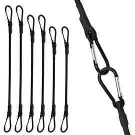 Bungee Cords with Carabiner Hooks, SDTC Tech 6-Pack Black Heavy Duty Bungee Straps 18“, 24”, 36“ Elastic Tie Downs Straps for Tents, Cargo, Kayak Boat, Bikes Rope Tie, Tarp, Luggage