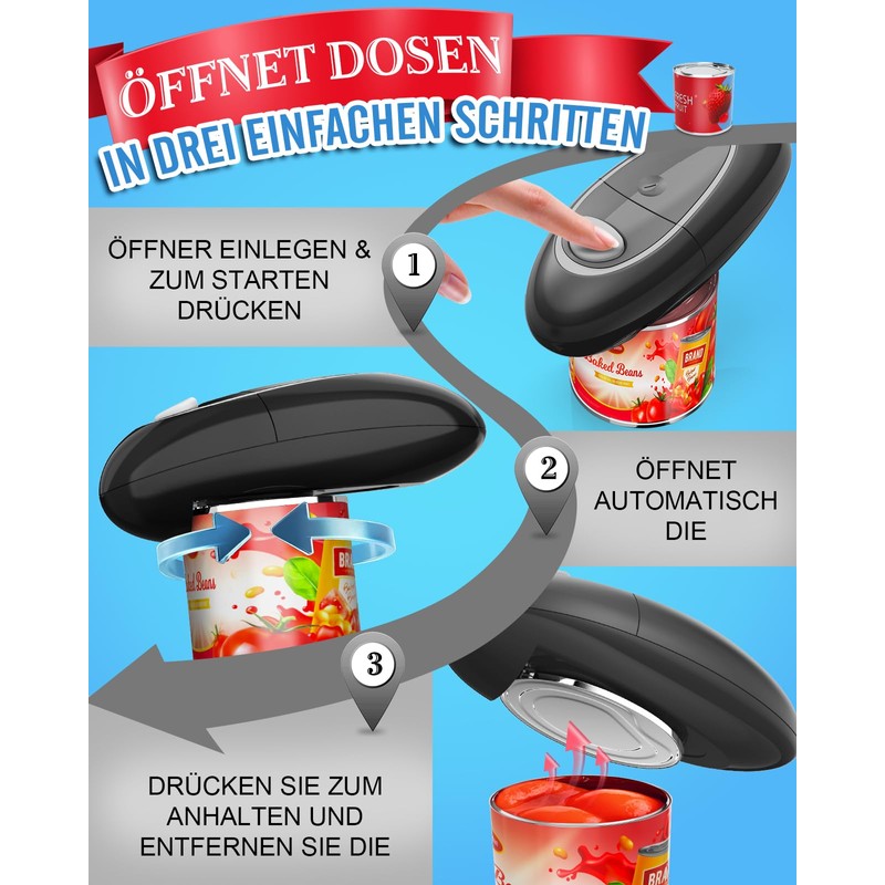 Dosenöffner, Dosenöffner Elektrisch öffnet Eckige und Runde Dosen aller Größen,
